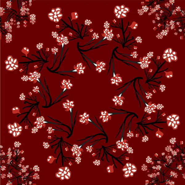 Kırmızı çiçekli kusursuz desen