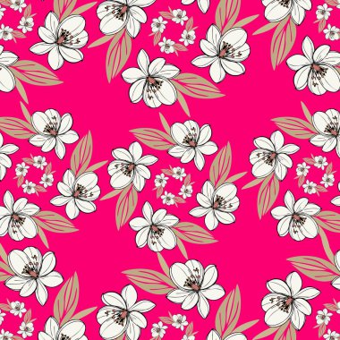 Pembe çiçekli kusursuz desen
