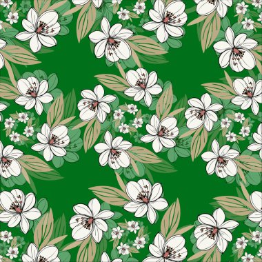 Kartpostal için güzel çiçek süslerinin vektör çizimi