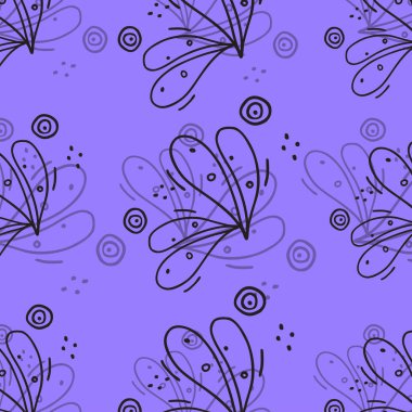 Elle çizilmiş çiçekli kusursuz desen, vektör illüstrasyonu