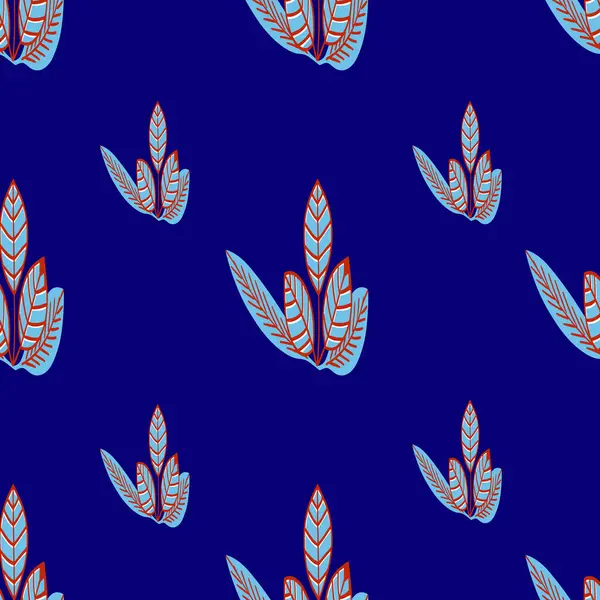 Mavi, kırmızı ve dalları olan kusursuz bir desen. El çizimi botanik illüstrasyon