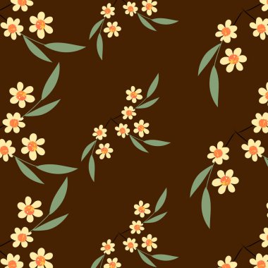 Güzel çiçekler ve resimlerle kusursuz bir desen.