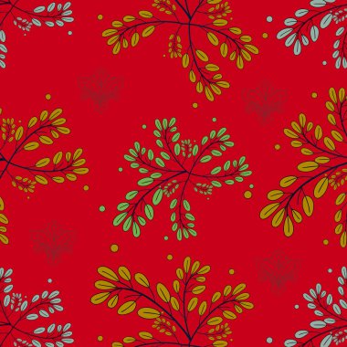 Kırmızı ve yeşil çiçek seamless modeli.