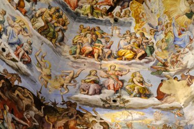 St. John Kilisesi 'ndeki fresk. Eski şehir Floransa' daki Baptist. Firenze Eyaleti 'nin başkenti ve Toscana Uffizi Sanat Heykeli.