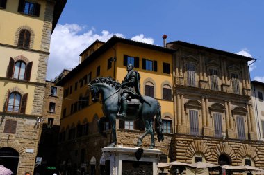 Floransa 'daki Piazza della signoria, İtalya Floransa, Şehir, Firenze vilayetinin ve Toscana Uffizi sanat heykelinin başkenti