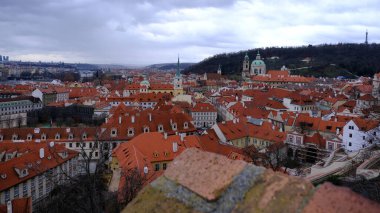Prag, Czech, Prag, Czech Cumhuriyeti 'nin eski şehir kulesinin manzarası.