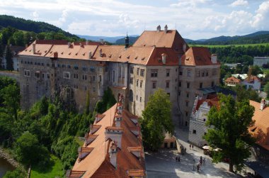 Czech Cumhuriyeti 'ndeki eski şehrin kalesinden Bohemya Krallığı kutsal Roma İmparatorluğu Cesky Krumlov Czech Cumhuriyeti' nin imparatorluk devletiydi.