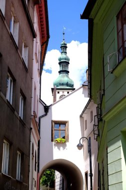 Czech Cumhuriyeti 'nin bataklık kentindeki eski şehir manzarası