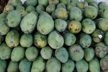 Meyve dükkanlarında satılan taze mangolar, meyveler ve diğerleri hakkındaki makaleler için tasarım amaçlı olarak uygundur..