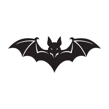 Beyaz arka planda Cadılar Bayramı yarasa silueti.