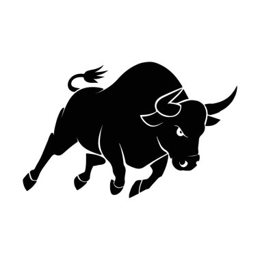 Sinirli boğa güreşi oyunu siluet vektör illüstrasyonunda.