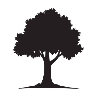 Beyaz arkaplanda güzel bir vektör ağacı illüstrasyon silüeti simgesi.
