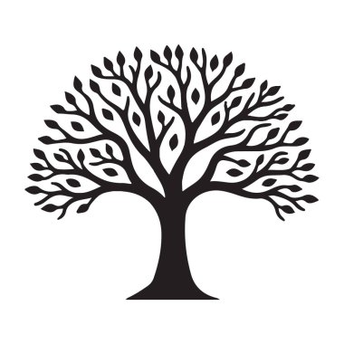 Zeytin ağacı silüeti simgesi beyaz bir arkaplanda izole edilmiştir.