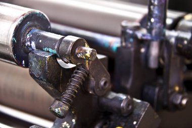 Sanatsal baskı atölyesinin mekanizma parçacıklarının ayrıntıları