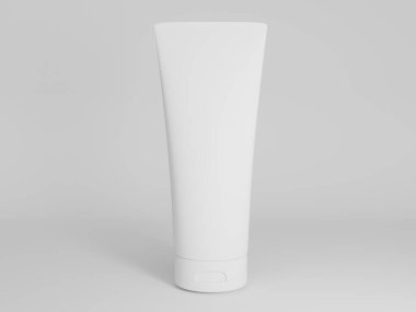 blank white cosmetic tube mockup on gray background