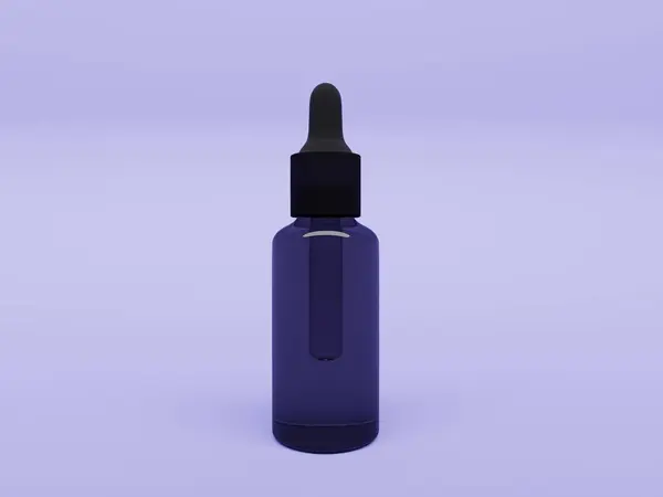 3d rendering of black bottle on a blue background
