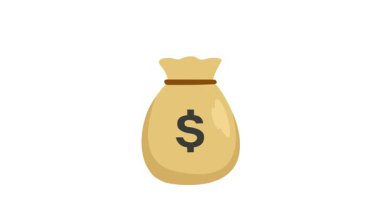 Money bag flat icon animation. Finance and business motion graphic