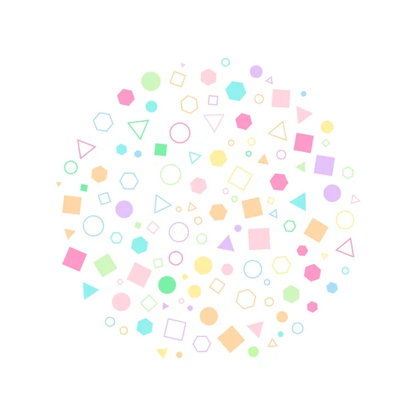 Een Achtergrond Met Kleurrijke Geometrische Vormen Van Verschillende Afmetingen — Stockvector