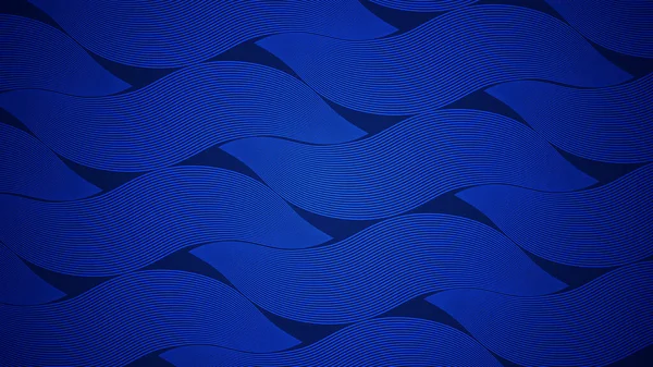 Fundo Abstrato Azul Escuro Com Linhas Estilo Onda Como Elemento — Vetor de Stock