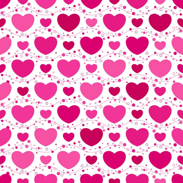 主な要素としてピンクのハートパターンを持つシームレスな背景 — ストックベクタ