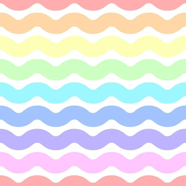 Nahtloser Hintergrund Mit Pastellfarbenem Regenbogenwellenmuster — Stockvektor