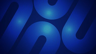 Ana öge olarak kıvrımlı biçim çizgileri olan koyu mavi soyut arkaplan.