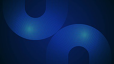 Ana öge olarak kıvrımlı stil geometrik biçimli çizgilerle koyu mavi, basit soyut arkaplan.