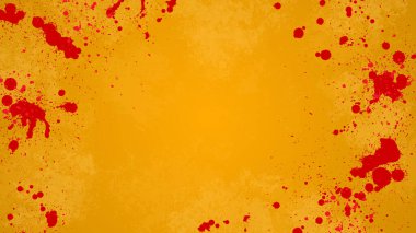 Kan damlalarıyla lekelenmiş sarı grunge arkaplan.