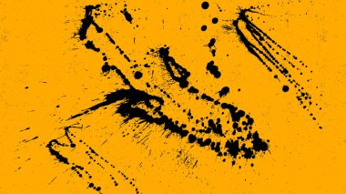 Siyah mürekkeple kaplanmış sarı arka plan kirli ve dağınık görünüyor..