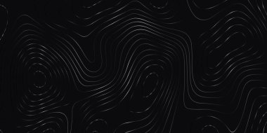 Soyut Topografik harita arkaplan tasarımı. Contour coğrafya haritası çizelgesi soyut arkaplan. Gradyan renkler siyah arkaplanda izole edilmiş çizgiler. Vektör illüstrasyonu.