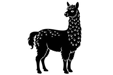 Alpaca siluet vektör çizimi