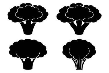 Brokoli silueti siyah ve beyaz vektör çizimi