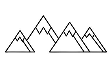 Beyaz arkaplanda bir dağ siluet vektörü kümesi