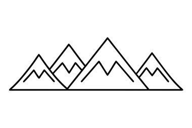 Beyaz arkaplanda bir dağ siluet vektörü kümesi