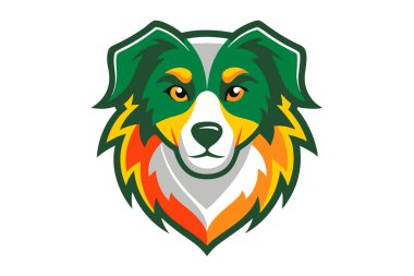 Australian Shepherd head mascot logo design