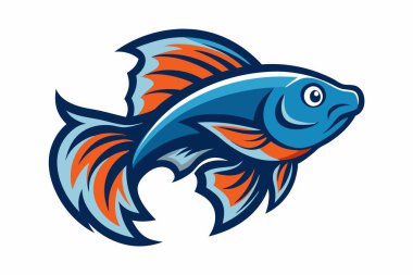 Betta Fish baş maskotu logo tasarım vektörü