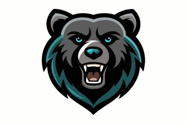 Black Bear baş maskotu logo tasarım vektörü