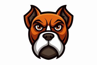 Boxer Dog baş maskotu logo tasarım vektörü