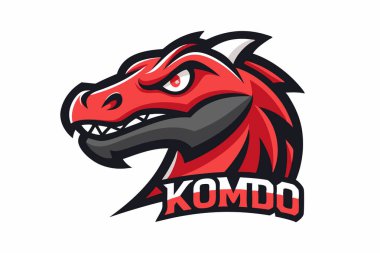 Komodo Dragon baş maskotu logo tasarımı vektörü