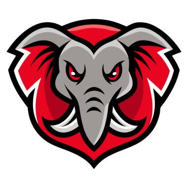 Asya fil başlı maskot logosu tasarım vektörü