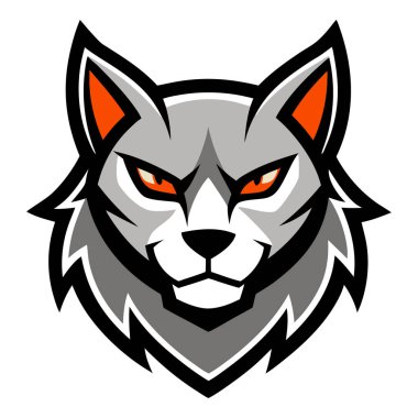 Kedi başlı maskot logosu tasarım vektörü