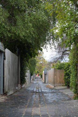 Avustralya 'da evlerin arkasında bir patika.