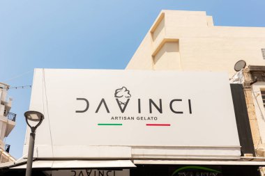 Heraklion, Crete, Greece- July 20, 2024: Davinci Artisan Gelato storefront sign at Iraklion location clipart