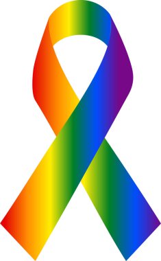 Gökkuşağı renk kurdele simgesi LGBTQ gururu ve LGBTQ sosyal hareketlerinin uluslararası bir sembolü