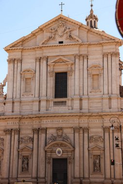 Rome, Italy- July 30. 2019: Sant'Andrea della Valle exterior  basilica church in Piazza Vidoni located at the rione of Sant'Eustachio, Rome clipart