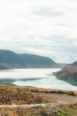 Lake Kouris nature landscape viewpoint near Alassa village, Cyprus