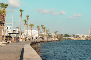 Paphos yürüyebilir liman ve liman kıyı manzarası