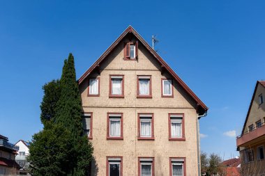 Tipik Alman - Yerleşim bölgelerinde Avrupa ahşap ev cephesi