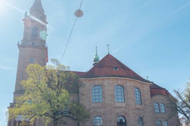 Ludwigsburg, Almanya - 12 Nisan 2025: Ludwigsburg 'da bulunan Frieden Kilisesi (Barış Kilisesi) dış görünüş