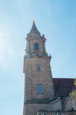 Ludwigsburg, Almanya - 12 Nisan 2025: Ludwigsburg 'da bulunan Frieden Kilisesi (Barış Kilisesi) dış görünüş
